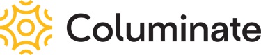 Golden line drawn stylized sun circle with Columinate written on the right in black font