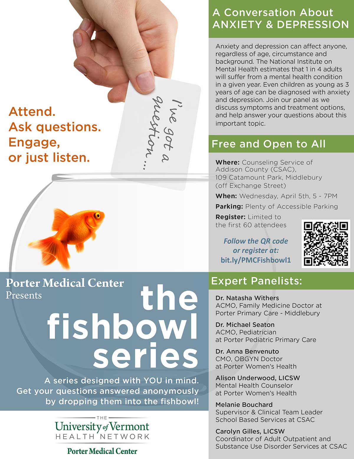 Anxiety & Depression Fishbowl Series flyer